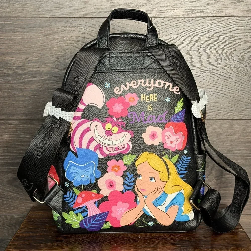 Wondapop Disney Cheshire Cat 12” Vegan Leather Mini Backpack in Black. NWT!